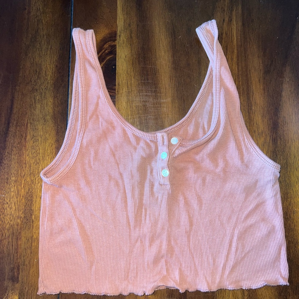 American Eagle Outfitters Coral Ribbed Tank Top